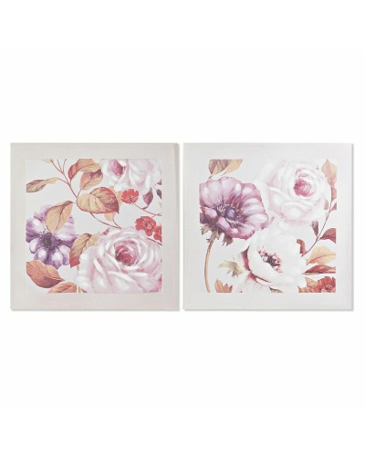 Cuadro DKD Home Decor Rosas Romántico 70 x 3 x 70 cm (2 Unidades)