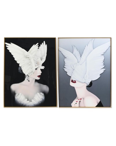 Cuadro DKD Home Decor Plumas 60 x 3 x 80 cm Moderno (2 Unidades)