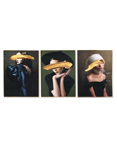 Quadro DKD Home Decor Donna 60 x 3 x 80 cm Moderno (3 Pezzi)