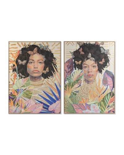 Quadro DKD Home Decor Coloniale 100 x 4 x 140 cm Africana (2 Unità)