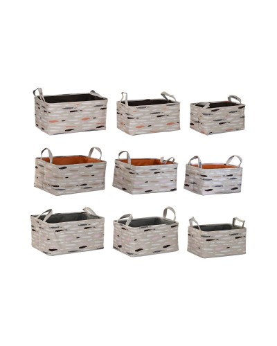 Juego de Cestas DKD Home Decor Marrón Gris Naranja 40 x 30 x 20 cm (3 Unidades)