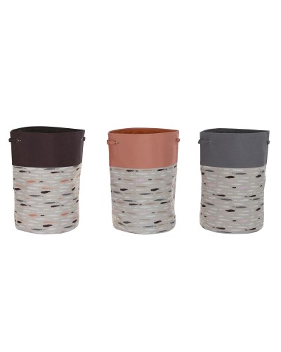 Cesto para la Ropa Sucia DKD Home Decor Gris Naranja 40 x 40 x 60 cm (3 Unidades)