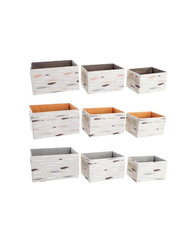 Set di Cestini DKD Home Decor Marrone Grigio Arancio 32 x 24 x 18 cm (3 Unità)
