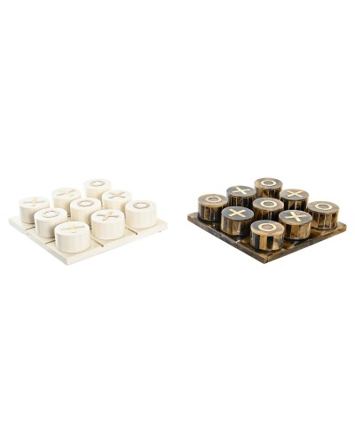 Figura Decorativa DKD Home Decor Juego de Mesa 20,5 x 20,5 x 5 cm Blanco Ambar Metalizado Moderno