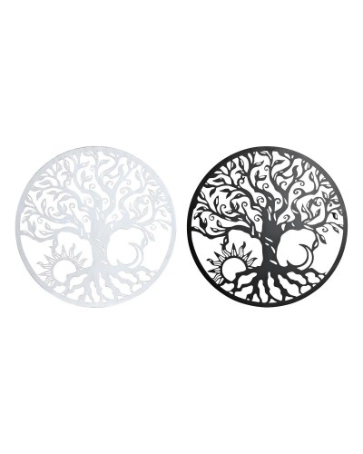 Decorazione da Parete DKD Home Decor 100 x 1 x 100 cm Nero Bianco Indiano (2 Unità)