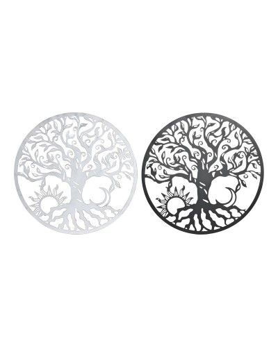 Decorazione da Parete DKD Home Decor Nero Metallo Bianco Indiano Luna (2 Unità) (60 x 1 x 60 cm)