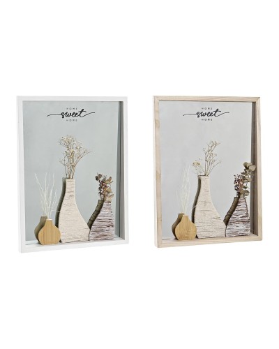 Specchio da parete DKD Home Decor Bianco Naturale Cottage 30 x 4 x 40 cm (2 Unità) (2 Pezzi)