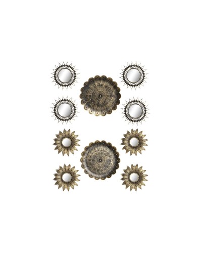 Juego de Espejos DKD Home Decor Cristal Dorado PP 2 Unidades (35 x 2 x 35 cm)