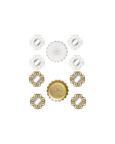 Juego de Espejos DKD Home Decor Cristal Dorado Blanco PP 2 Unidades Moderno Decapé (35 x 2 x 35 cm)