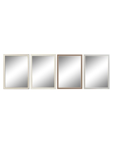 Espejo de pared DKD Home Decor Blanco Marrón Gris 56 x 2 x 76 cm (4 Unidades)