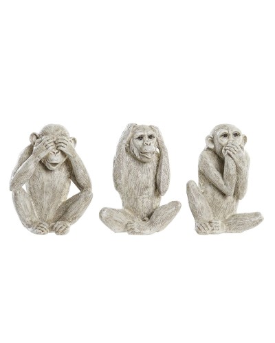 Statua Decorativa DKD Home Decor Beige Bianco Resina (14,5 x 11 x 19 cm) (3 Unità)