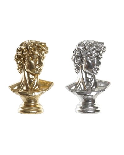 Figura Decorativa DKD Home Decor 24,5 x 17,5 x 36 cm Plateado Dorado Busto Neoclásico (2 Unidades)