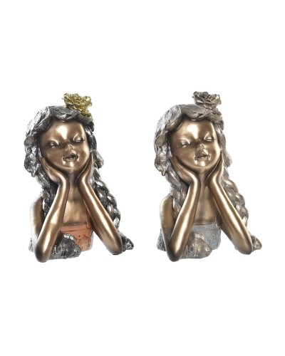 Statua Decorativa DKD Home Decor 17 x 14 x 25 cm Rosso Dorato (2 Unità)