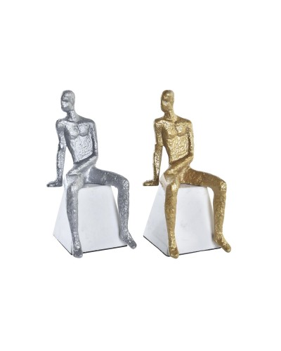 Statua Decorativa DKD Home Decor 11 x 12 x 28 cm Argentato Nero Bianco Uomo (2 Unità)