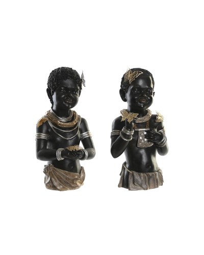 Figura Decorativa DKD Home Decor 20,5 x 18 x 35 cm Negro Colonial Africana (2 Unidades)