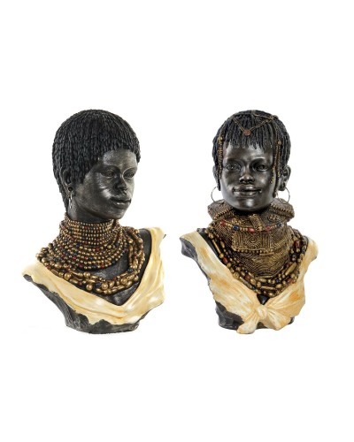 Figura Decorativa DKD Home Decor Negro Beige Colonial Africana Africano 26 x 20 x 42 cm (2 Unidades)