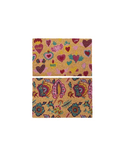 Felpudo DKD Home Decor Goma Multicolor 2 Unidades Fibra de coco (60 x 40 x 1,5 cm)