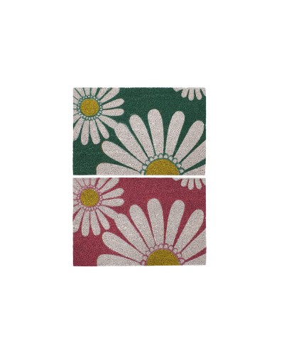 Zerbino DKD Home Decor Rosa Gomma Menta Bianco Giallo 2 Unità Fibra di cocco (60 x 40 x 0,5 cm)