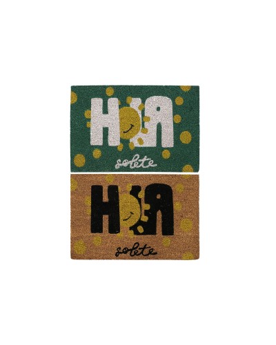 Zerbino DKD Home Decor Nero Marrone Gomma Bianco Verde 2 Unità Fibra di cocco (60 x 40 x 1,5 cm)