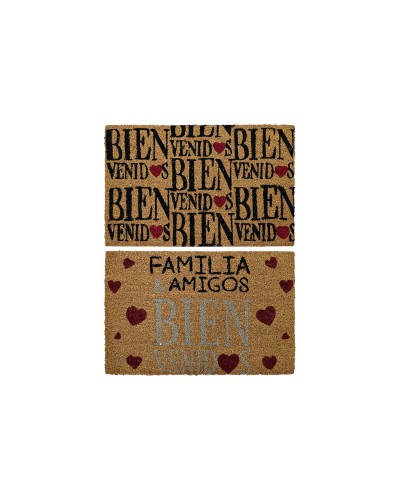 Zerbino DKD Home Decor Rosso Nero Marrone Gomma 2 Unità Città Fibra di cocco (60 x 40 x 1,5 cm)