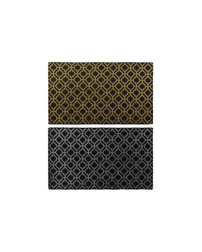 Felpudo DKD Home Decor Plateado Negro Dorado Goma Árabe 2 Unidades (75 x 45 x 0,5 cm)