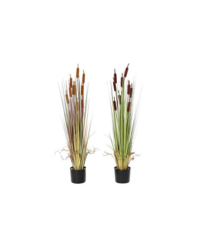 Planta Decorativa DKD Home Decor Polietileno Verde Burdeos PVC 40 x 40 x 120 cm Mostaza (2 Unidades)