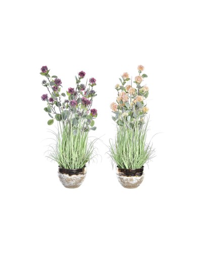 Pianta Decorativa DKD Home Decor Vaso 20 x 20 x 78 cm Porcellana Rosa PVC (2 Unità)