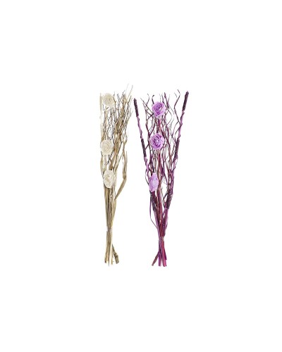 Mazzo DKD Home Decor Rosa Lilla Bianco Fiore secco (30 x 30 x 100 cm) (2 Unità)