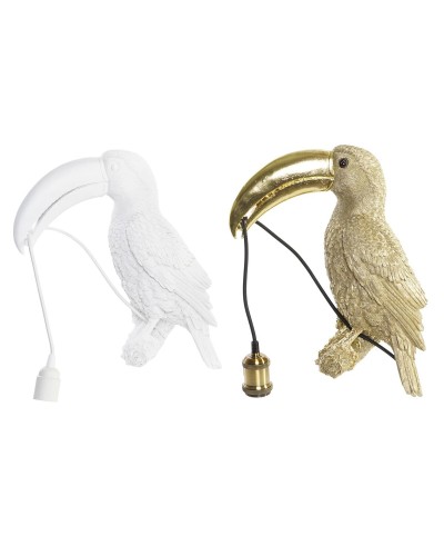 Lampada da Parete DKD Home Decor Dorato Bianco Resina 220 V 50 W (26 x 19,5 x 44 cm) (2 Unità)