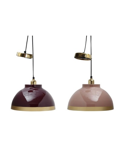 Lámpara de Techo DKD Home Decor 33 x 33 x 24 cm Rosa Metal Lila 50 W (2 Unidades)