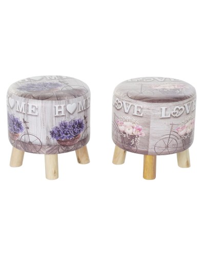 Reposapiés DKD Home Decor Gris Bicicleta Rosa Lila PU Pino (30 x 30 x 30 cm) (2 Unidades) (30 x 30 x 32 cm)