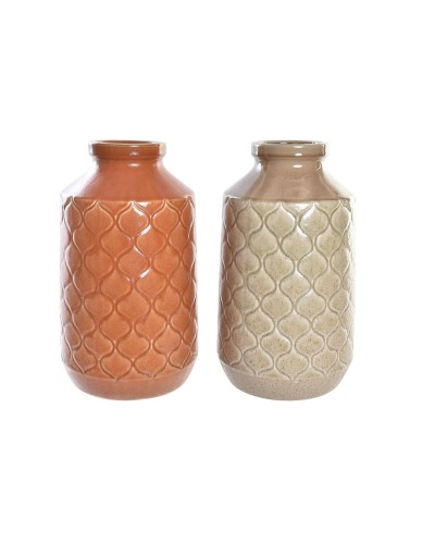 Jarrón DKD Home Decor Porcelana Naranja Verde (20 x 20 x 35 cm) (2 Unidades)
