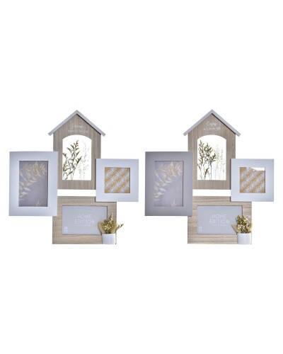 Marco de Fotos DKD Home Decor Madera 39 x 3 x 41 cm Natural Planta (2 Unidades)