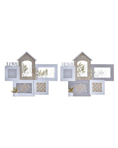 Marco de Fotos DKD Home Decor Love Home Madera Flor Natural (46 x 3 x 39 cm) (2 Unidades)