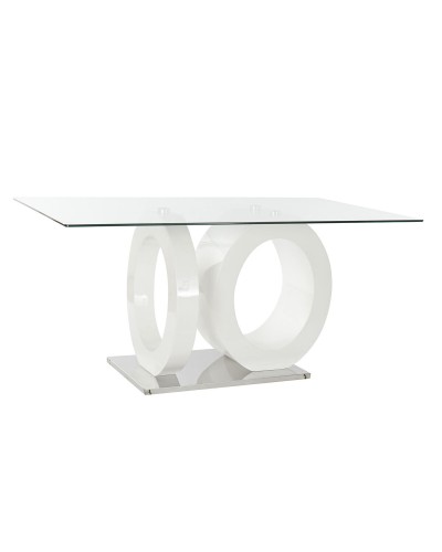 Mesa de Comedor DKD Home Decor Cristal Transparente Blanco Madera MDF (160 x 90 x 75 cm)