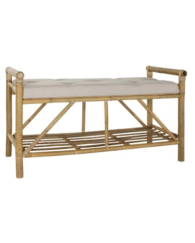 Panca DKD Home Decor Naturale Beige Marrone Cotone Bambù (100 x 44 x 55 cm)