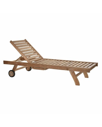 Tumbona DKD Home Decor Marrón Con ruedas Teca (200 x 65 x 36 cm)