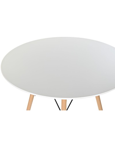 Mesa de Comedor DKD Home Decor Blanco Negro Natural Abedul Madera MDF 90 x 90 x 74 cm