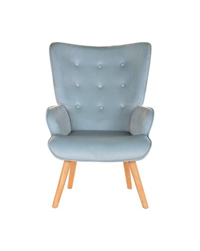 Poltrona DKD Home Decor Blu cielo Naturale Poliestere Legno 67 x 75 x 96 cm