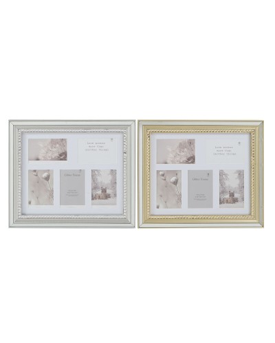 Marco de Fotos DKD Home Decor Luxury 46,5 x 2 x 40 cm Cristal Plateado Dorado Poliestireno Tradicional (2 Unidades)