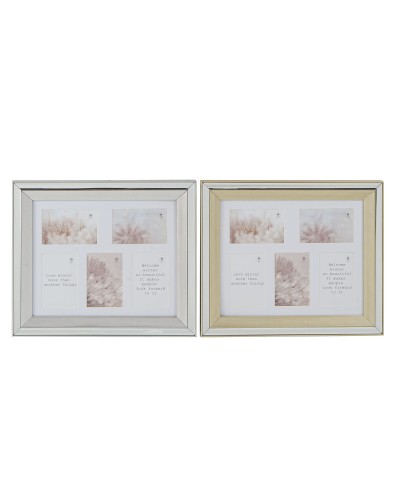 Marco de Fotos DKD Home Decor Dorado Plateado Aluminio Cristal Poliestireno Tradicional 47 x 2 x 40 cm (2 Unidades)