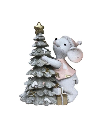 Adorno Navideño DKD Home Decor Ratón Resina (10 x 6,5 x 11 cm) (2 Unidades)