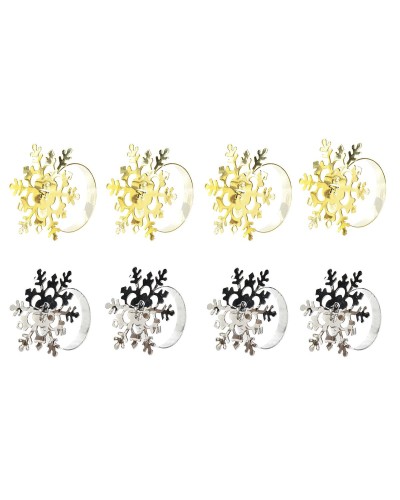 Portatovagliolo DKD Home Decor Set Metallo Fiocchi di neve (5 x 5 x 17 cm) (2 Unità)