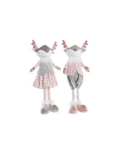 Statua Decorativa DKD Home Decor Natale Animale Poliestere Cervo (15 x 11 x 49 cm) (2 Unità)