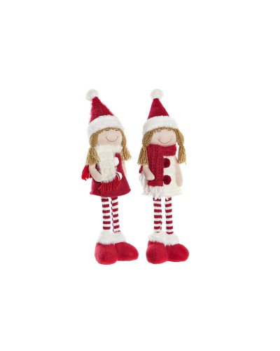 Figura Decorativa DKD Home Decor Navidad Muñeca Poliéster Niñas (11 x 7 x 43 cm) (2 Unidades)