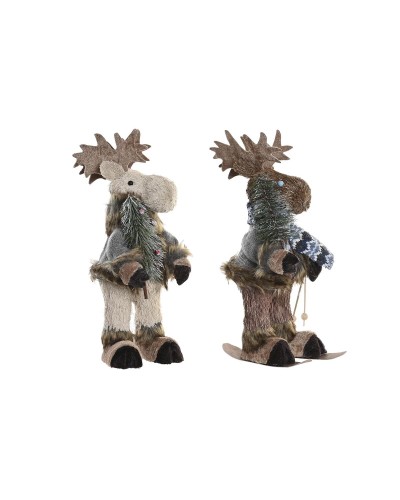 Statua Decorativa DKD Home Decor Natale Renna Naturale polistirene (15 x 16 x 35 cm) (2 Unità)