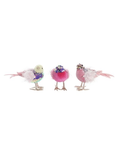 Adorno Navideño DKD Home Decor Poliéster Pájaro (18 x 8 x 13 cm) (3) (3 Unidades)