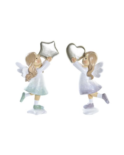 Adorno Navideño DKD Home Decor Resina Ángel (6 x 5,5 x 11,5 cm) (2 Unidades)