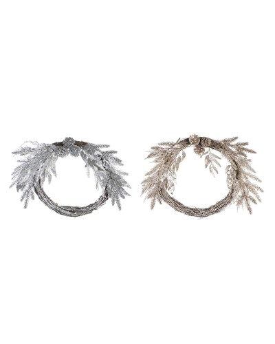 Ghirlanda di Natale DKD Home Decor Metallo Poliestere (50 x 6 x 40 cm) (2 Unità)