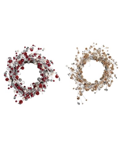 Corona de Navidad DKD Home Decor Metal Poliéster (40 x 10 x 40 cm) (2 Unidades)